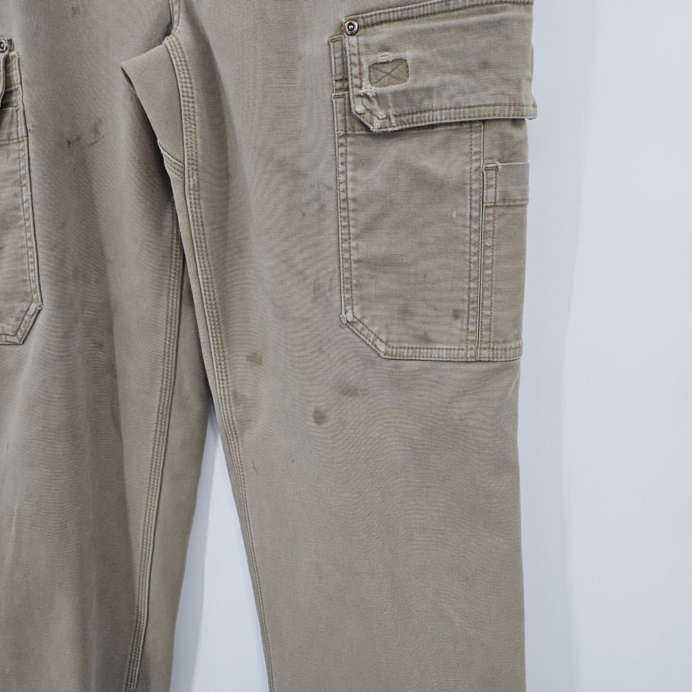 Duluth Trading Flex Fire Hose Cargo Pants Khaki 34x34 Thrashed Fleece Lined - Picture 3 of 16